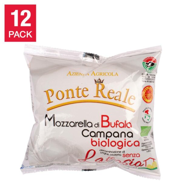 Ponte Reale Organic Lactose free Buffalo Mozzarella Cheese DOP 125 g (4.4 oz) × 12 pack