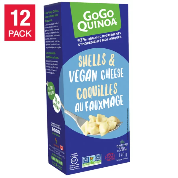 GoGo Quinoa Pasta Shells and Vegan Cheese, 12 x 170 g