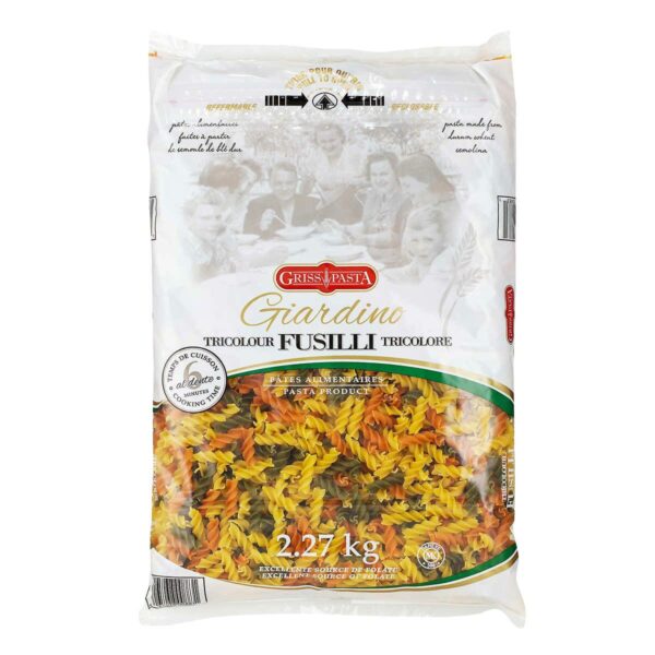 Griss Pasta Giardino Tricolour Fusilli, 2.27 kg