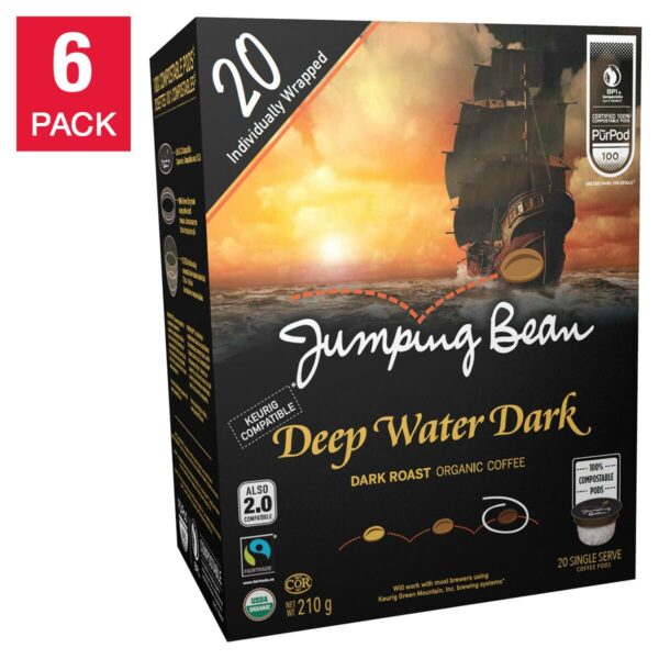 Jumping Bean Deep Water Dark Roast Coffee, 120-Count